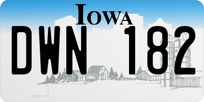 IA license plate DWN182