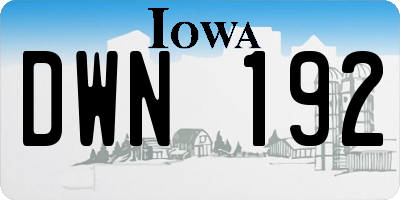 IA license plate DWN192