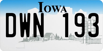 IA license plate DWN193