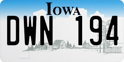 IA license plate DWN194