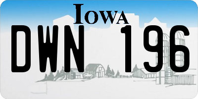 IA license plate DWN196