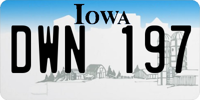 IA license plate DWN197