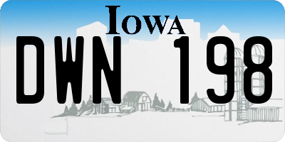 IA license plate DWN198