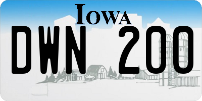IA license plate DWN200