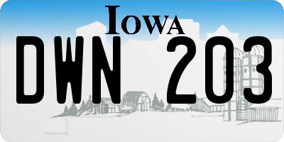 IA license plate DWN203