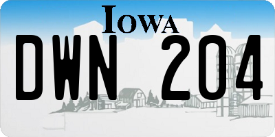 IA license plate DWN204