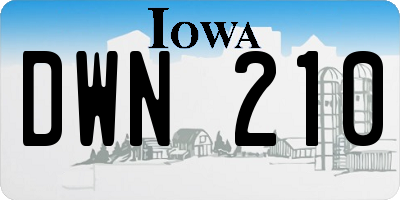 IA license plate DWN210