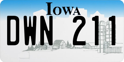 IA license plate DWN211