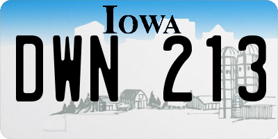 IA license plate DWN213