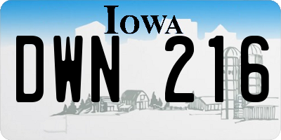 IA license plate DWN216