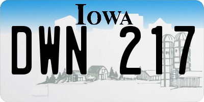 IA license plate DWN217