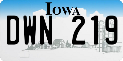 IA license plate DWN219
