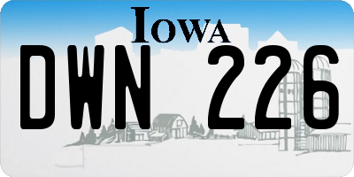 IA license plate DWN226