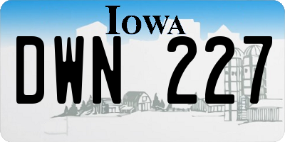 IA license plate DWN227
