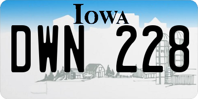IA license plate DWN228