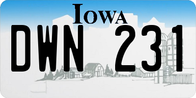 IA license plate DWN231