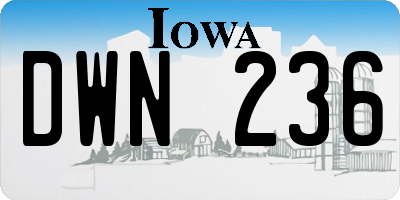 IA license plate DWN236