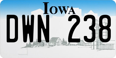 IA license plate DWN238