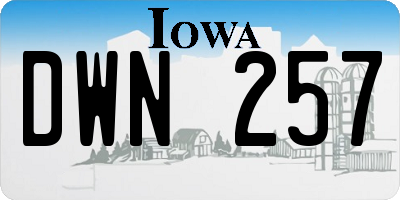 IA license plate DWN257