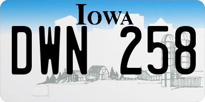 IA license plate DWN258