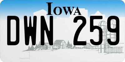 IA license plate DWN259