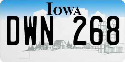 IA license plate DWN268
