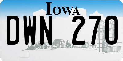 IA license plate DWN270