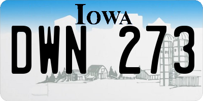 IA license plate DWN273