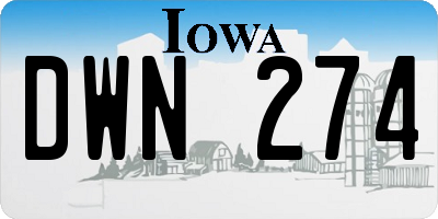 IA license plate DWN274