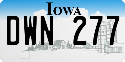 IA license plate DWN277