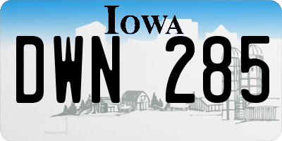 IA license plate DWN285
