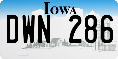 IA license plate DWN286