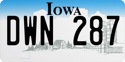IA license plate DWN287