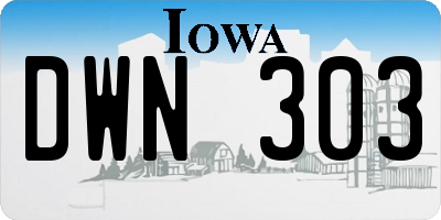 IA license plate DWN303