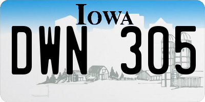IA license plate DWN305