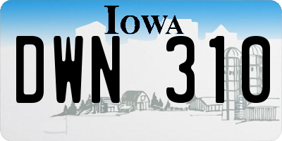 IA license plate DWN310