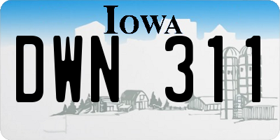 IA license plate DWN311