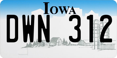 IA license plate DWN312