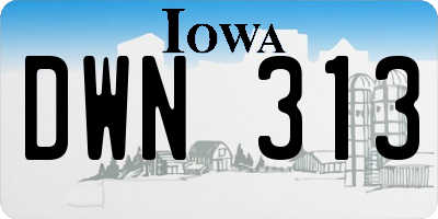 IA license plate DWN313