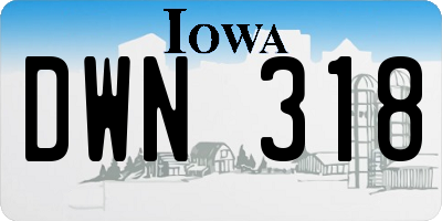 IA license plate DWN318