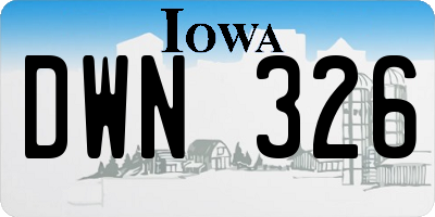 IA license plate DWN326
