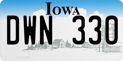 IA license plate DWN330