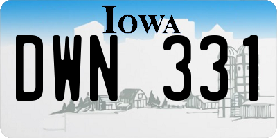 IA license plate DWN331