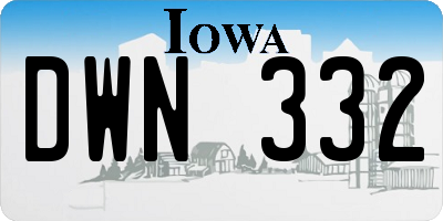 IA license plate DWN332