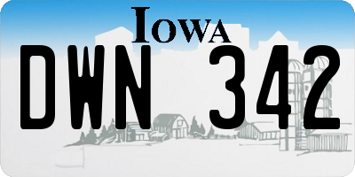 IA license plate DWN342