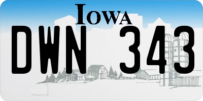 IA license plate DWN343