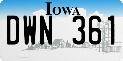 IA license plate DWN361