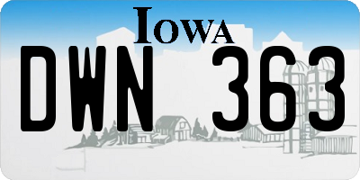 IA license plate DWN363