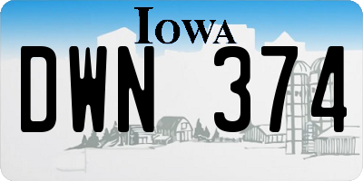 IA license plate DWN374
