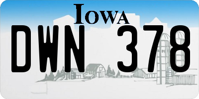 IA license plate DWN378